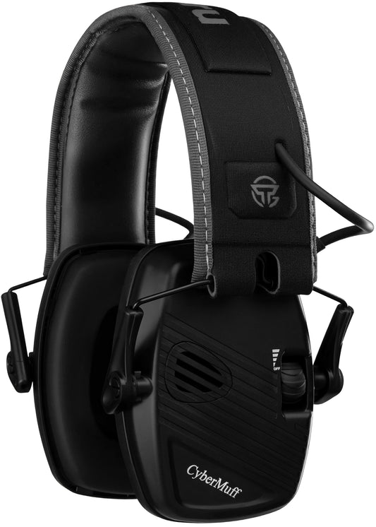TacGuru CyberMuff E – Electronic Shooting Ear Protection Earmuffs, NRR 24 dB, Gun Range Hearing Protection for Shooters