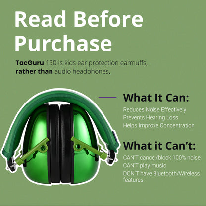 TacGuru 130 Gemstones Edition, Kids Ear Protection Earmuffs, Hearing Protection for Kids, One Size for 3-16 Yr Old