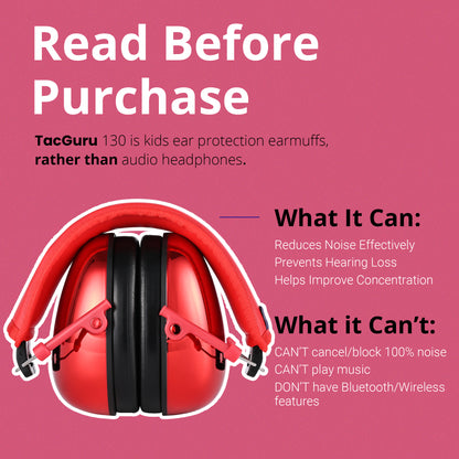 TacGuru 130 Gemstones Edition, Kids Ear Protection Earmuffs, Hearing Protection for Kids, One Size for 3-16 Yr Old