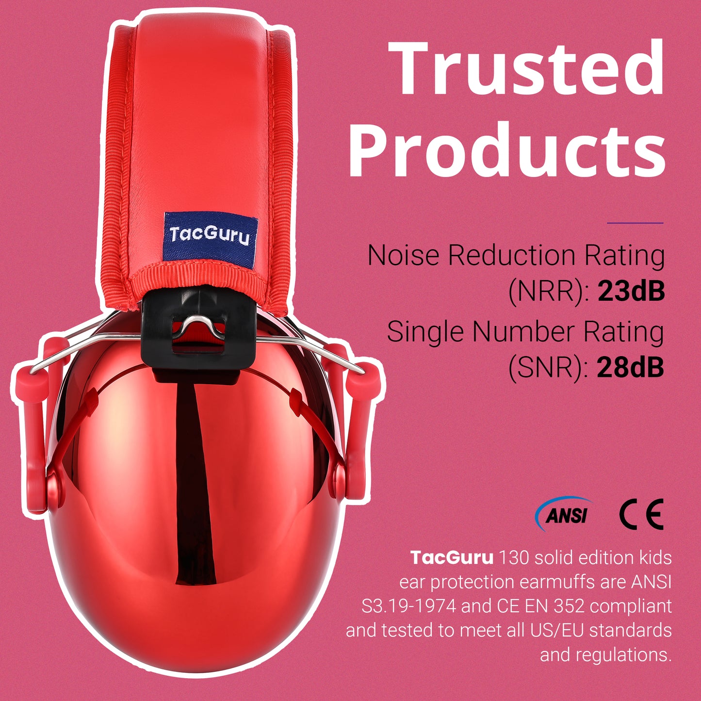 TacGuru 130 Gemstones Edition, Kids Ear Protection Earmuffs, Hearing Protection for Kids, One Size for 3-16 Yr Old