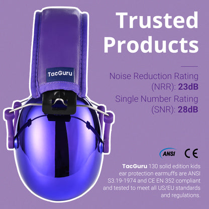 TacGuru 130 Gemstones Edition, Kids Ear Protection Earmuffs, Hearing Protection for Kids, One Size for 3-16 Yr Old