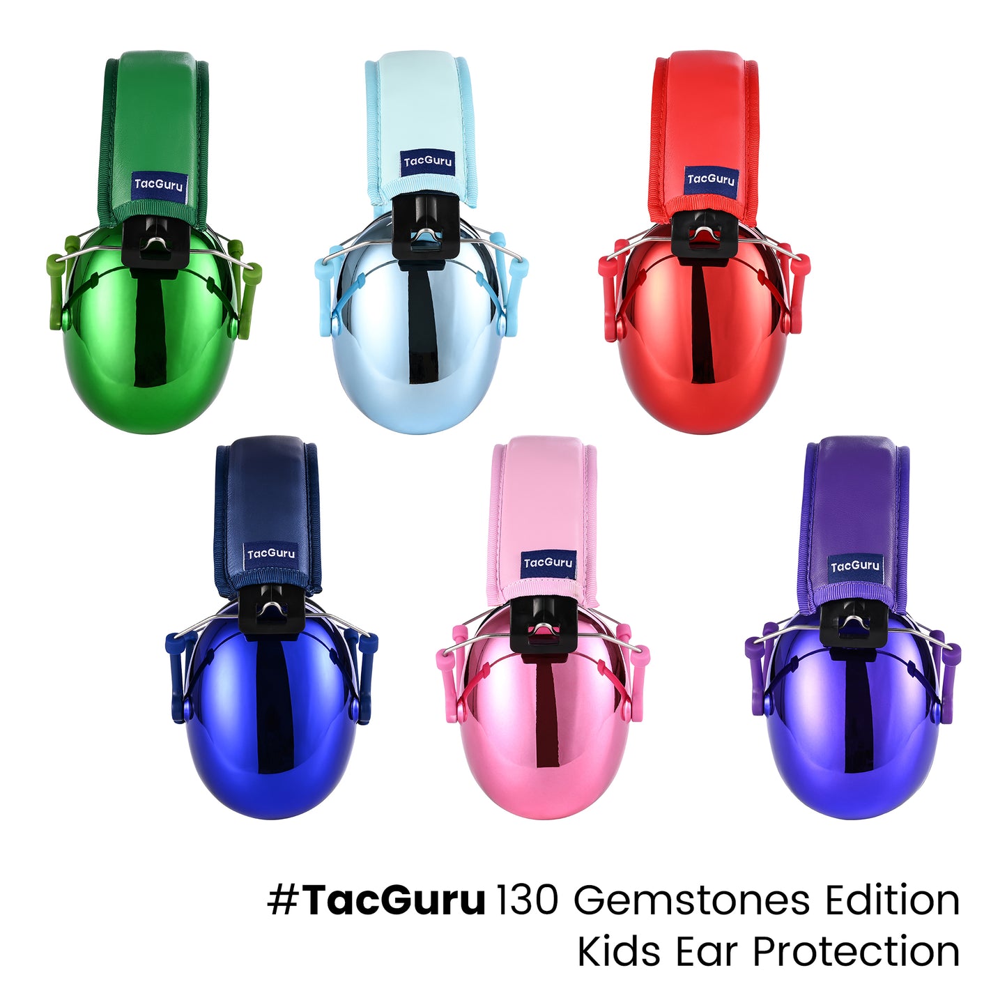 TacGuru 130 Gemstones Edition, Kids Ear Protection Earmuffs, Hearing Protection for Kids, One Size for 3-16 Yr Old
