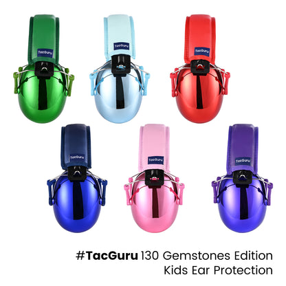 TacGuru 130 Gemstones Edition, Kids Ear Protection Earmuffs, Hearing Protection for Kids, One Size for 3-16 Yr Old