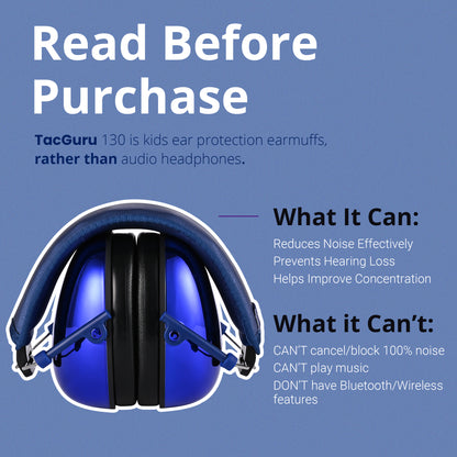 TacGuru 130 Gemstones Edition, Kids Ear Protection Earmuffs, Hearing Protection for Kids, One Size for 3-16 Yr Old