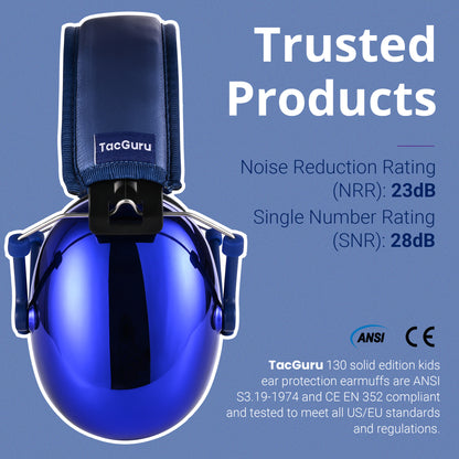 TacGuru 130 Gemstones Edition, Kids Ear Protection Earmuffs, Hearing Protection for Kids, One Size for 3-16 Yr Old
