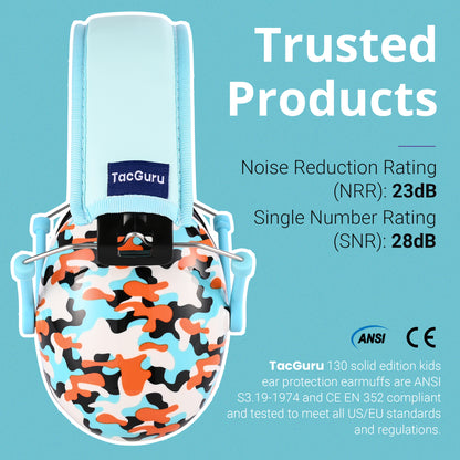 TacGuru 130 Special Edition, Kids Ear Protection Earmuffs, Hearing Protection for Kids, One Size for 3-16 Yr Old