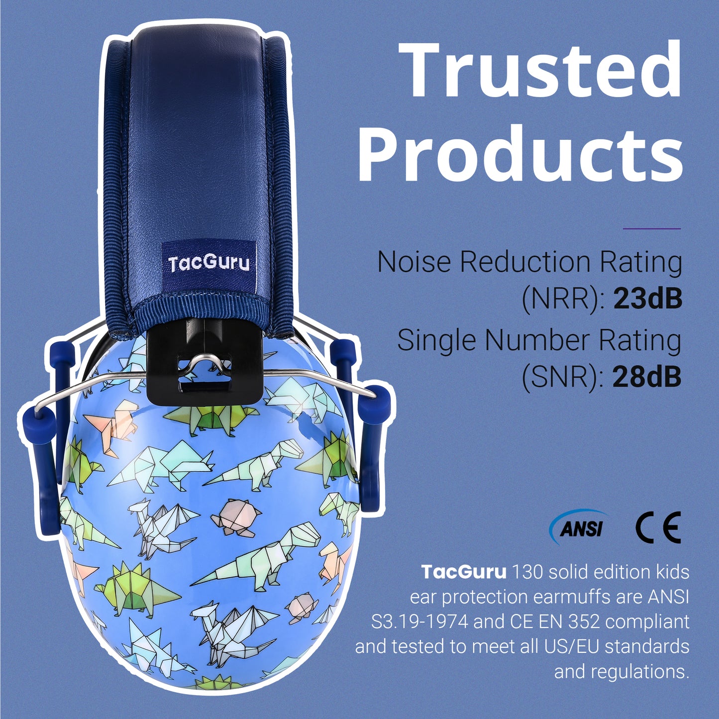TacGuru 130 Special Edition, Kids Ear Protection Earmuffs, Hearing Protection for Kids, One Size for 3-16 Yr Old