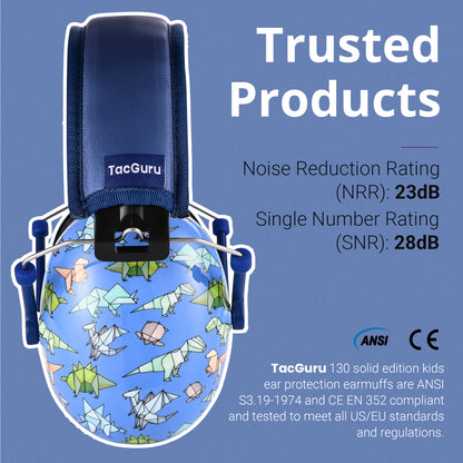 TacGuru 130 Special Edition, Kids Ear Protection Earmuffs, Hearing Protection for Kids, One Size for 3-16 Yr Old