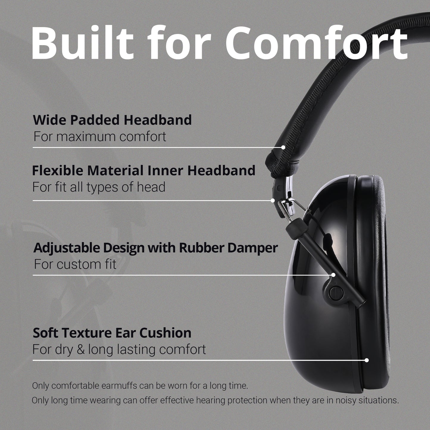 TacGuru 130 Solid Color Edition, Kids Ear Protection Earmuffs, Hearing Protection for Kids, One Size for 3-16 Yr Old