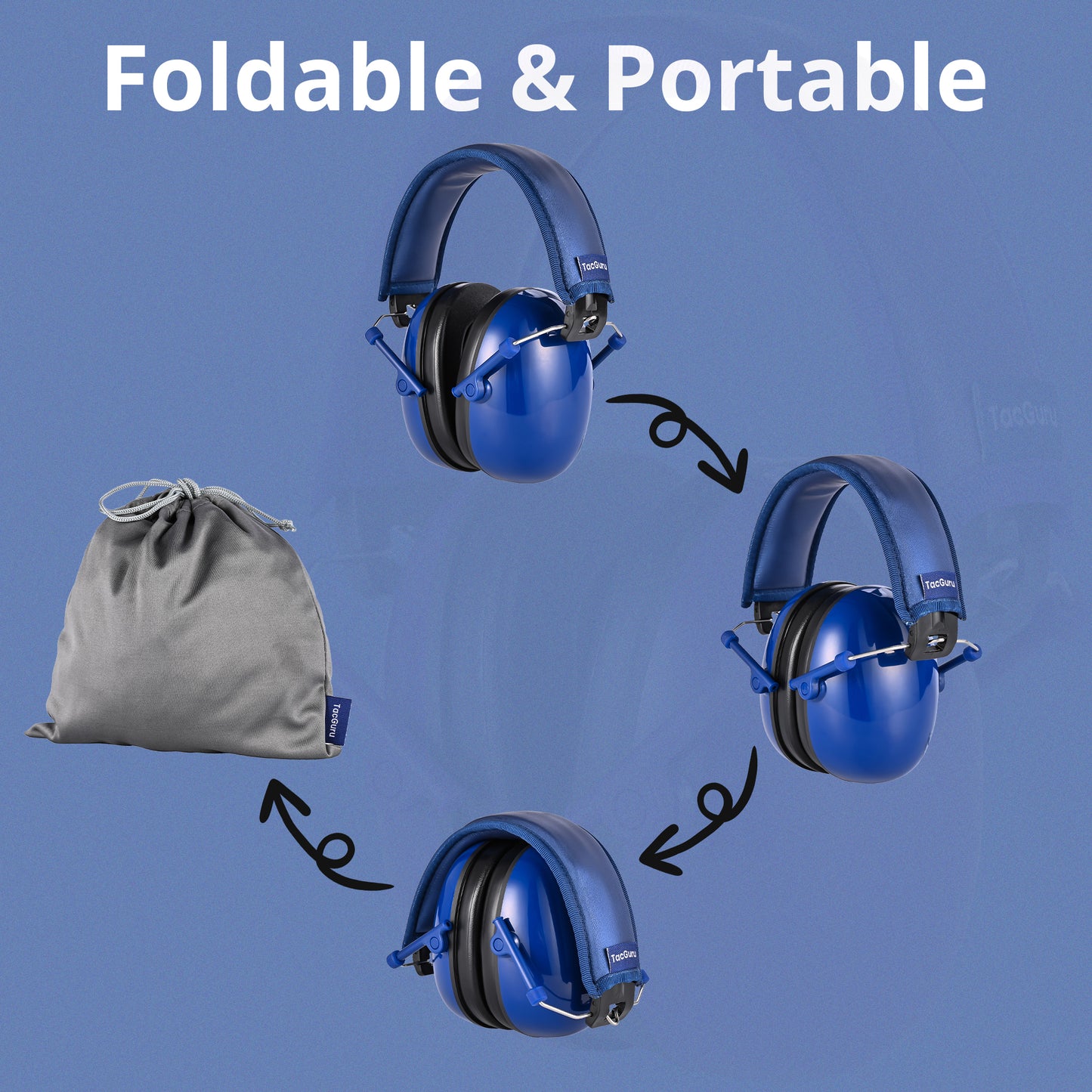 TacGuru 130 Solid Color Edition, Kids Ear Protection Earmuffs, Hearing Protection for Kids, One Size for 3-16 Yr Old