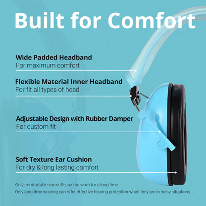 TacGuru 130 Solid Color Edition, Kids Ear Protection Earmuffs, Hearing Protection for Kids, One Size for 3-16 Yr Old