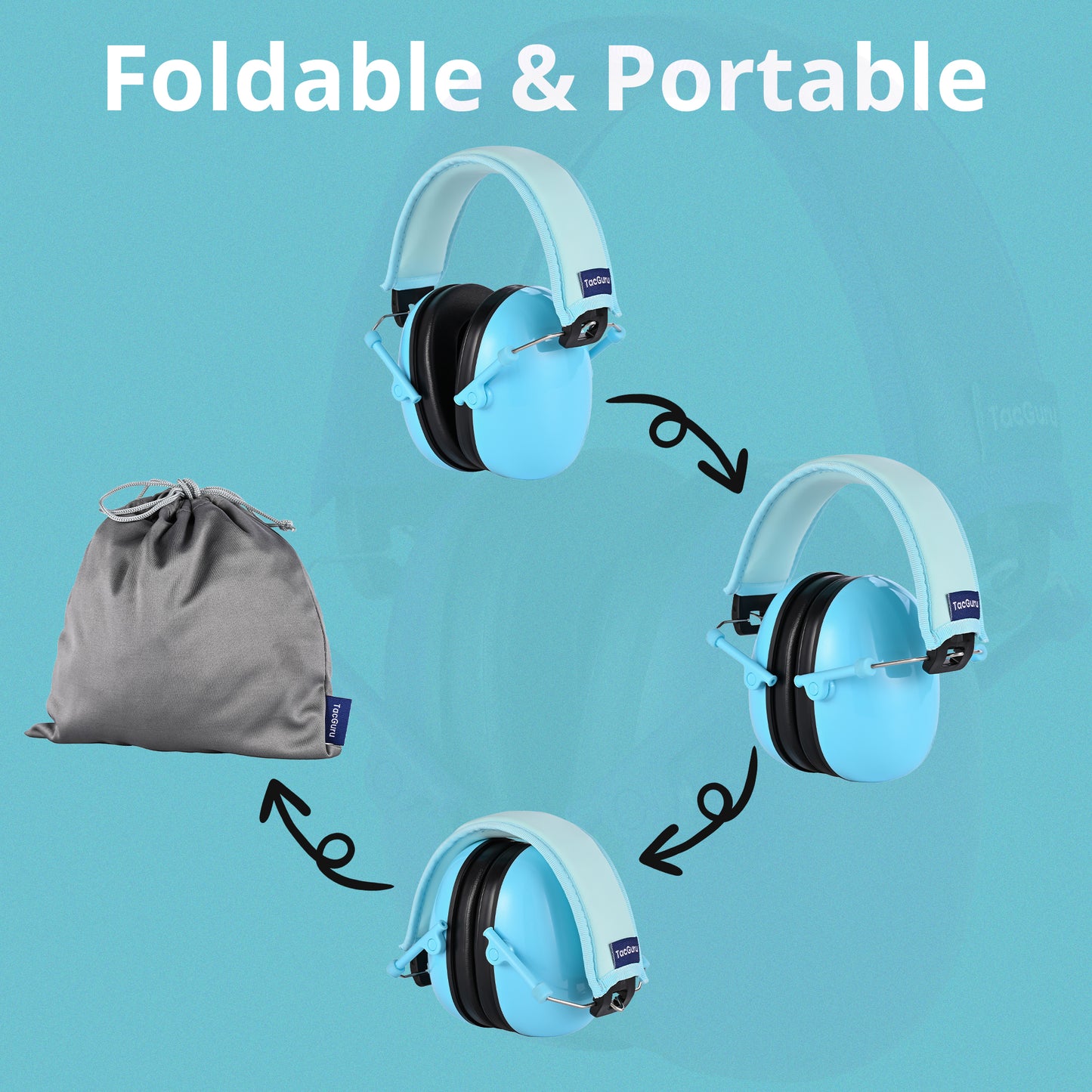 TacGuru 130 Solid Color Edition, Kids Ear Protection Earmuffs, Hearing Protection for Kids, One Size for 3-16 Yr Old