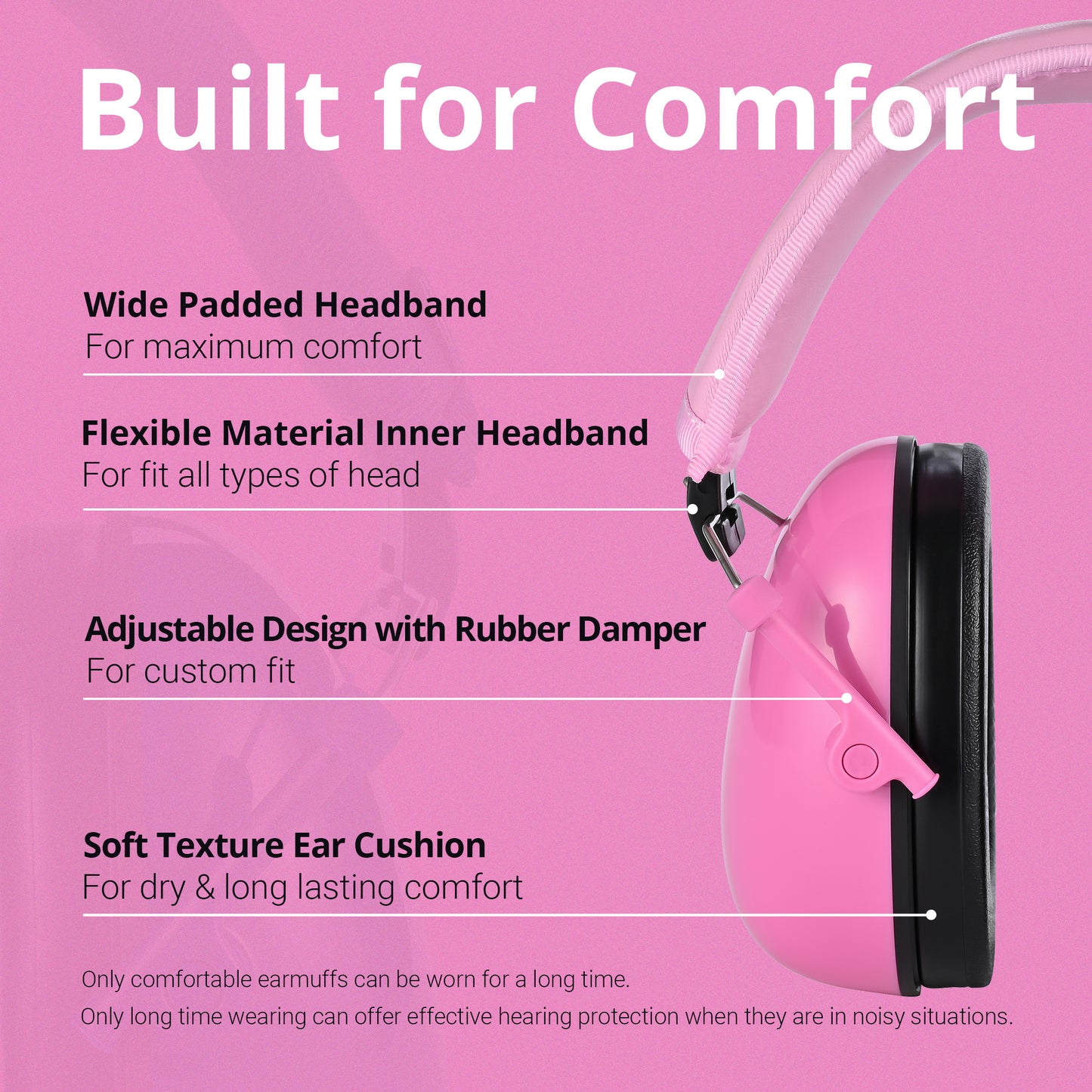 TacGuru 130 Solid Color Edition, Kids Ear Protection Earmuffs, Hearing Protection for Kids, One Size for 3-16 Yr Old