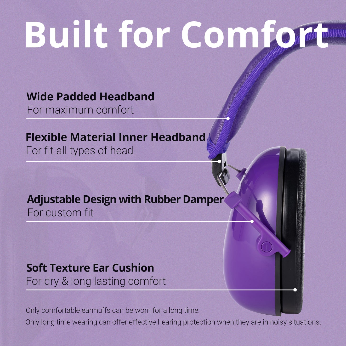 TacGuru 130 Solid Color Edition, Kids Ear Protection Earmuffs, Hearing Protection for Kids, One Size for 3-16 Yr Old