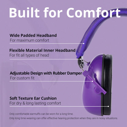 TacGuru 130 Solid Color Edition, Kids Ear Protection Earmuffs, Hearing Protection for Kids, One Size for 3-16 Yr Old