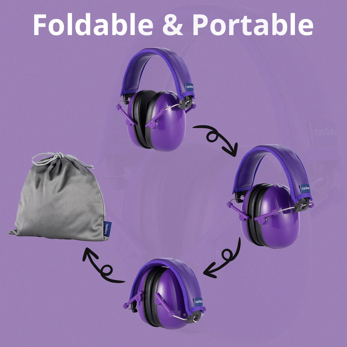 TacGuru 130 Solid Color Edition, Kids Ear Protection Earmuffs, Hearing Protection for Kids, One Size for 3-16 Yr Old