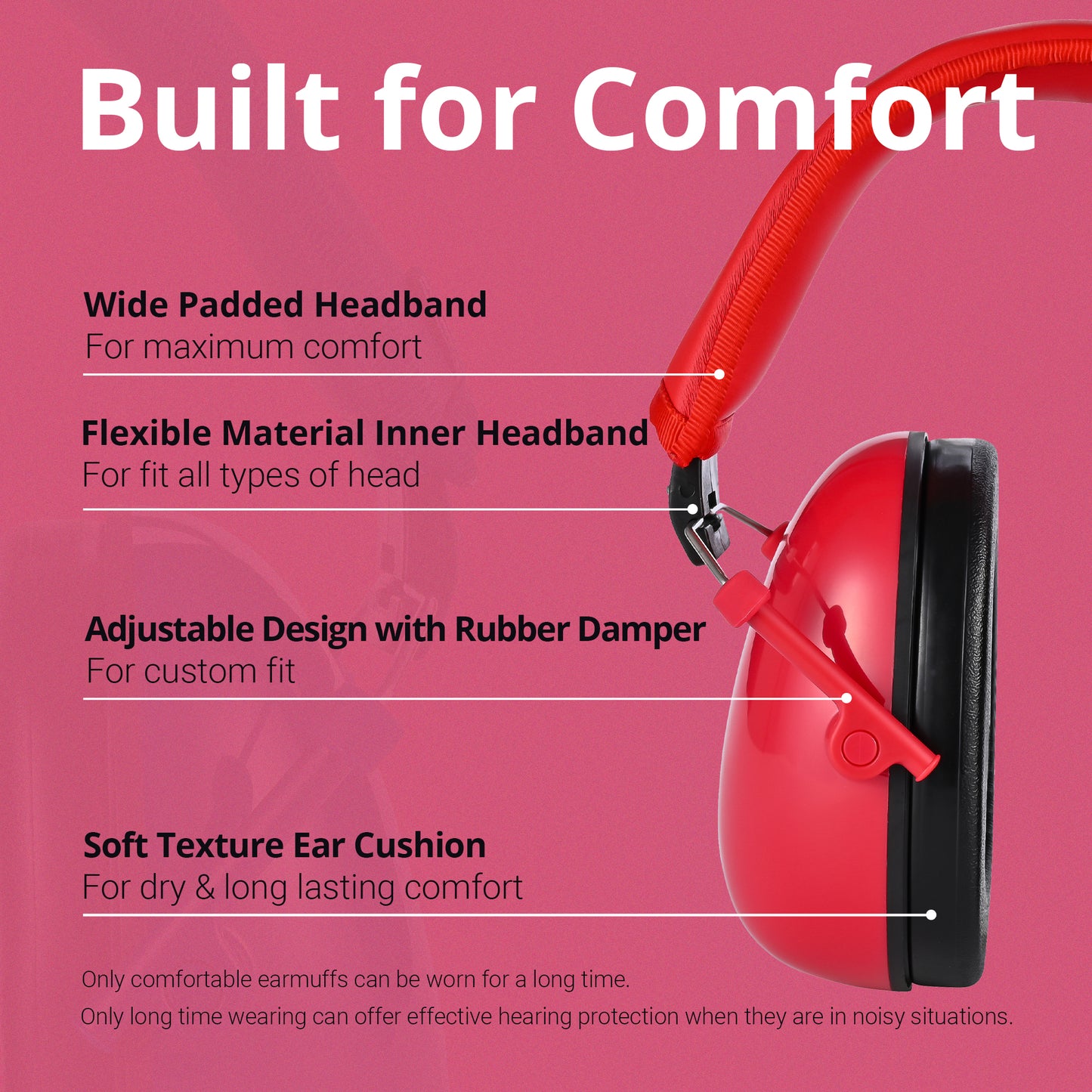 TacGuru 130 Solid Color Edition, Kids Ear Protection Earmuffs, Hearing Protection for Kids, One Size for 3-16 Yr Old