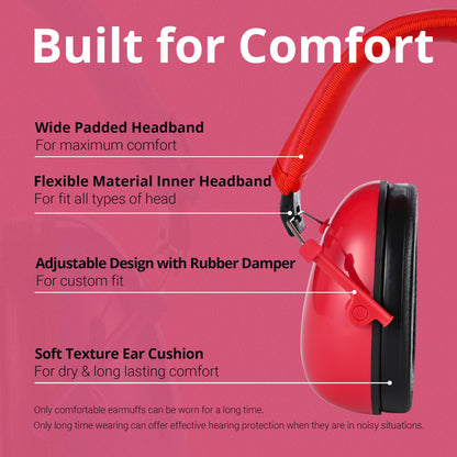 TacGuru 130 Solid Color Edition, Kids Ear Protection Earmuffs, Hearing Protection for Kids, One Size for 3-16 Yr Old