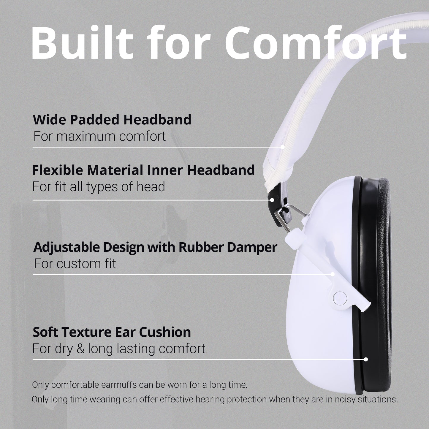 TacGuru 130 Solid Color Edition, Kids Ear Protection Earmuffs, Hearing Protection for Kids, One Size for 3-16 Yr Old