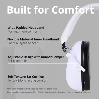 TacGuru 130 Solid Color Edition, Kids Ear Protection Earmuffs, Hearing Protection for Kids, One Size for 3-16 Yr Old