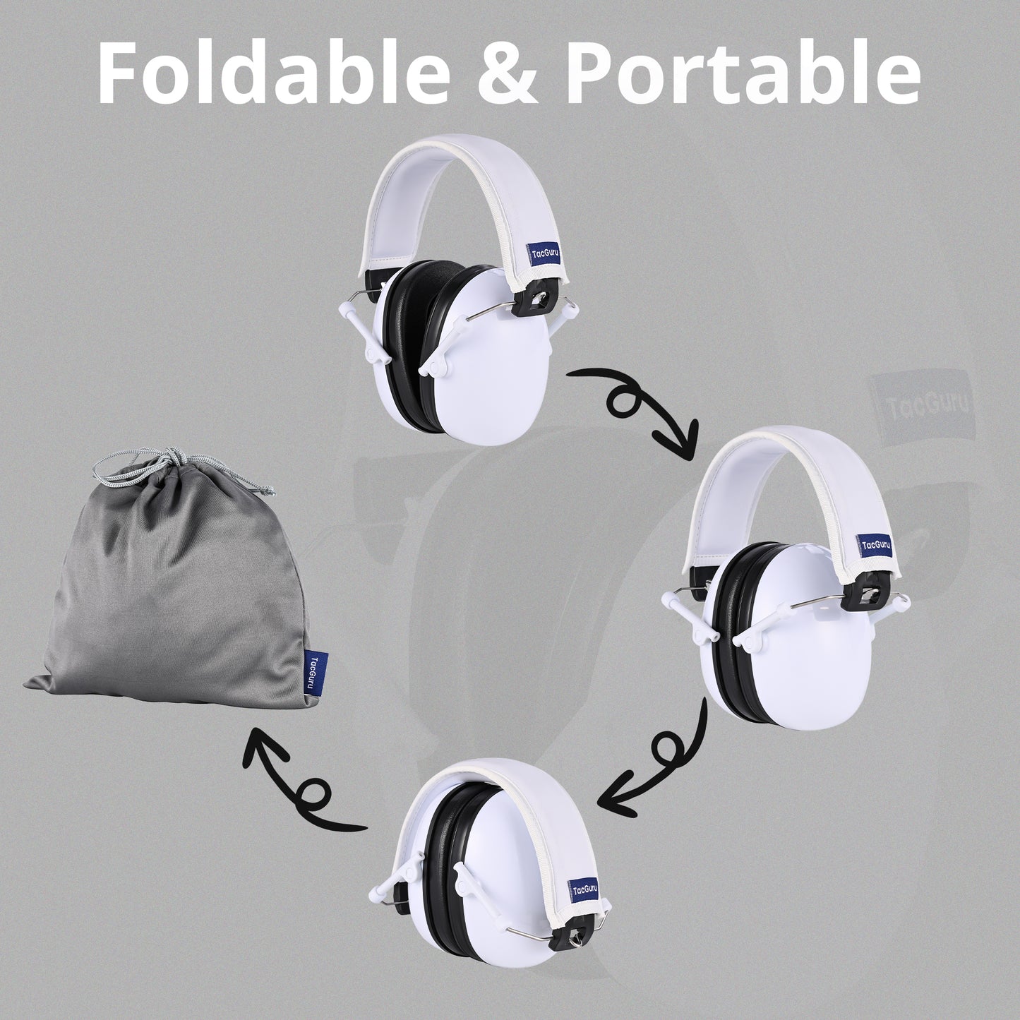 TacGuru 130 Solid Color Edition, Kids Ear Protection Earmuffs, Hearing Protection for Kids, One Size for 3-16 Yr Old