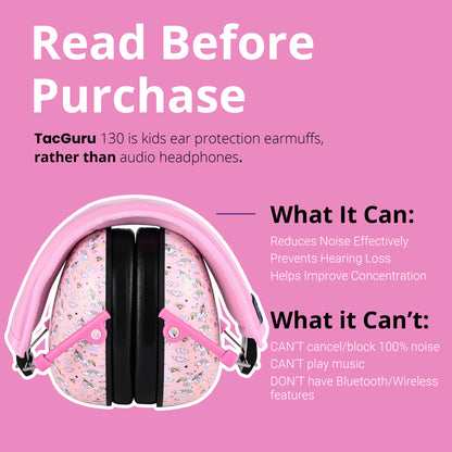 TacGuru 130 Special Edition, Kids Ear Protection Earmuffs, Hearing Protection for Kids, One Size for 3-16 Yr Old