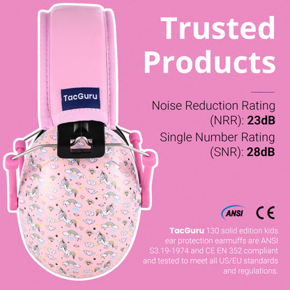 TacGuru 130 Special Edition, Kids Ear Protection Earmuffs, Hearing Protection for Kids, One Size for 3-16 Yr Old