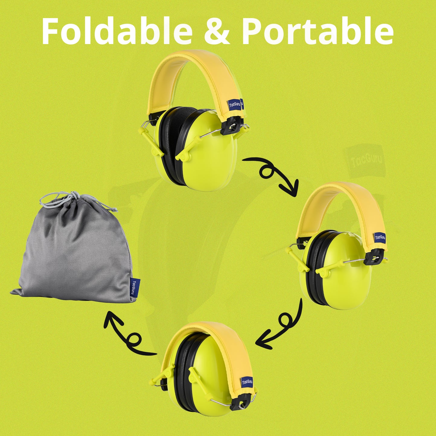 TacGuru 130 Solid Color Edition, Kids Ear Protection Earmuffs, Hearing Protection for Kids, One Size for 3-16 Yr Old