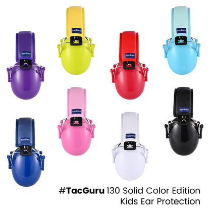 TacGuru 130 Solid Color Edition, Kids Ear Protection Earmuffs, Hearing Protection for Kids, One Size for 3-16 Yr Old