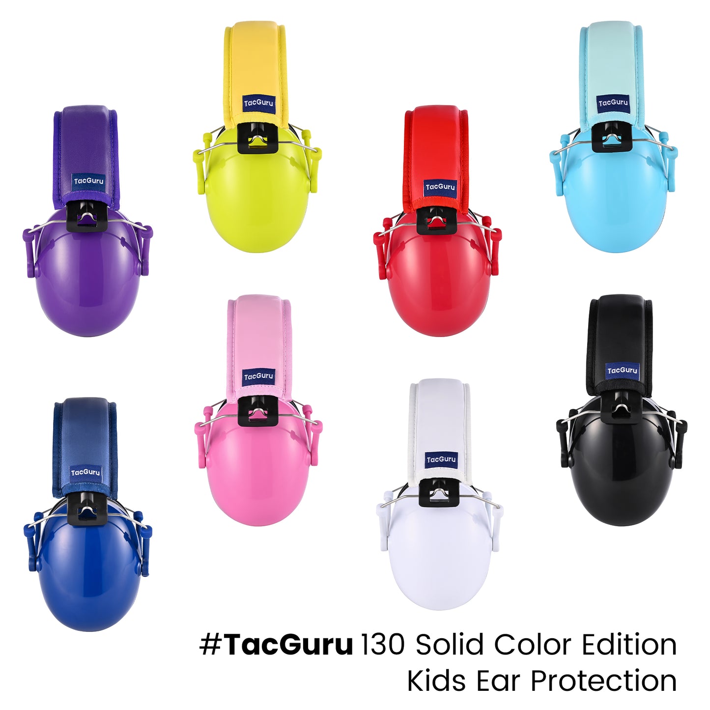 TacGuru 130 Solid Color Edition, Kids Ear Protection Earmuffs, Hearing Protection for Kids, One Size for 3-16 Yr Old
